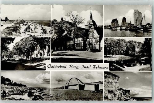 Burg Fehmansundbrücke Hafen Fischkutter Kirche St. Nikolai