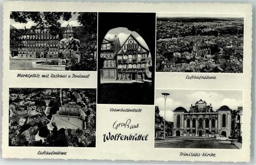 Wolfenbüttel Marktplatz Rathaus Denkmal Fliegeraufnahme Krambudenstraße Trinitatis Kirche Auto Kirche