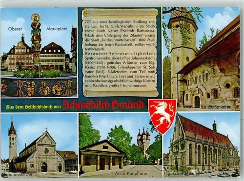 Schwäbisch Gmünd Chronikkarte Oberer Marktplatz St. Salvator Hlg. Kreuz Münster Odtimer am 5 Knopfturm