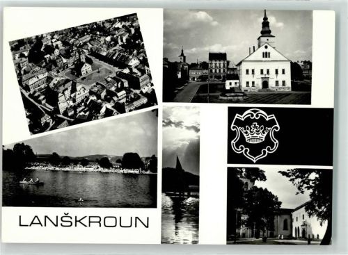 Lanskroun Fliegeraufnahme Kirche Schwimmbad