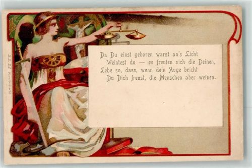 Frau Waage Degen S.D.22 Künstlerkarte