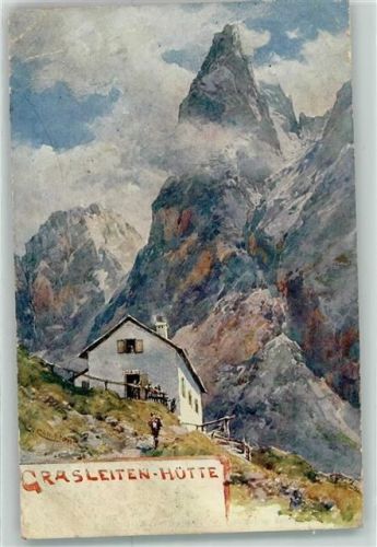 Grasleiten Hütte Berghütte Karte Nr.3 Verlag Edlinger Künstlerkarte