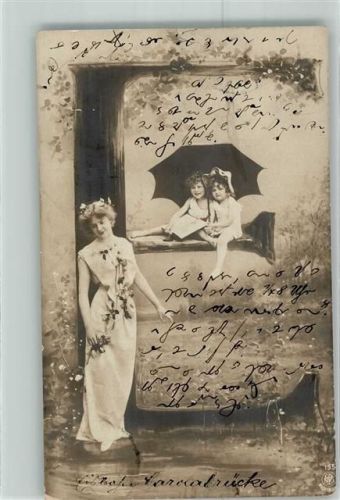 1904 Buchstabe E Jugendstil Frau Kinder NPG Nr.195