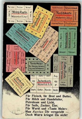 1916 Lebensmittelkarten Spruch
