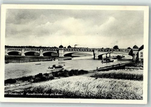 Minden Kanalbrücke über die Weser Dampfschiff