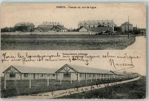 Dreux 1919 Caserne du 101. de Ligne Baraquements militaires