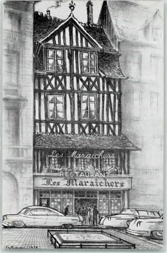 Rouen Gasthaus les Maraichers Place du Vieux Marche Auto sign.