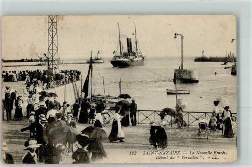 Saint-Nazaire 1914 la Nouvelle Entree Depart du Verseilles Dampfer Kinderwagen Fahrrad