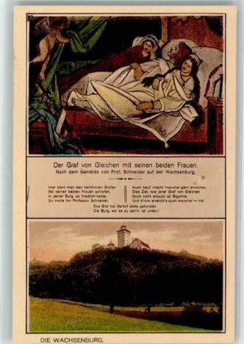 99869 O5801 Ballstädt - die Wachsenburg der Graf v. Gleichen mit seinen beiden Frauen sign. Prof. Schneider