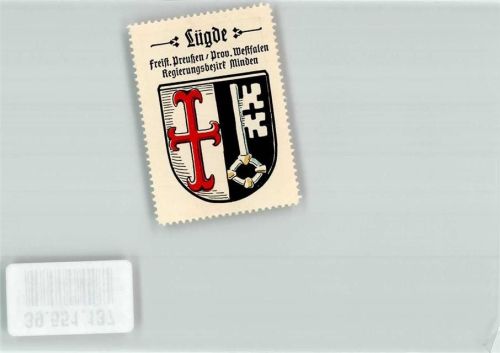 Lügde Klebemarke Stadtwappen Lügde Kaffee Hag Nr.24