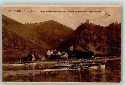 Kamp-Bornhofen 1914 Burg Ruine Sternberg u. Liebenstein Raddampfer