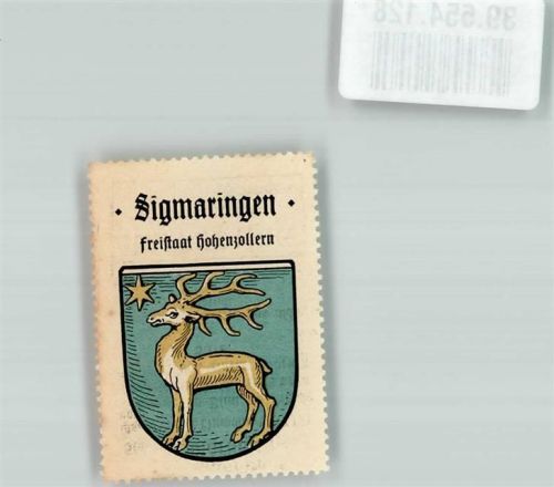 Sigmaringen Vignette Freistaat Hohenzollern Wappen Hirsch Stern Gold Blau