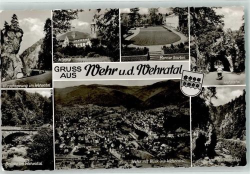 79664 W7867 Wehr , Baden Foto AK Kerner Garten Wehratal Martinskirche Hirschsprung