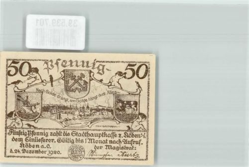 Köben an der Oder Notgeld 50 Pfennig