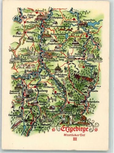 Zschopau Landkarte Erzgebirge westlicher Teil III
