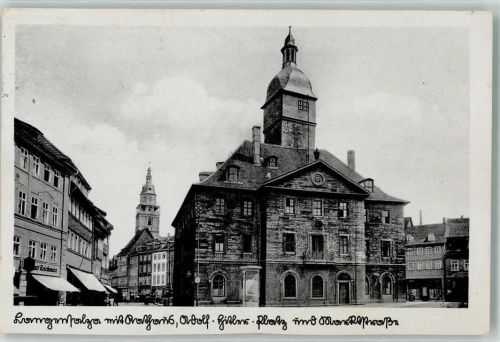 Bad Langensalza 1943 Adolf-Hitler-Platz mit Rathaus und Marktstraße WK II