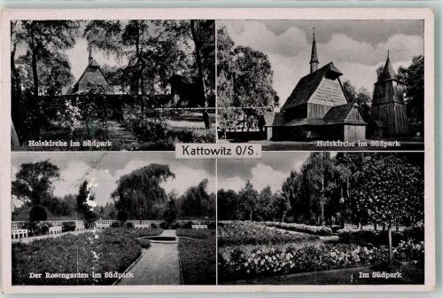 Kattowitz 1940 Holzkirche Rosengarten