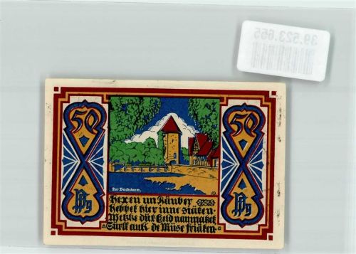 Osnabrück 1921 Gutschein über 50 Pfennig Stadthauptkasse Osnabrück Der Bocksturm