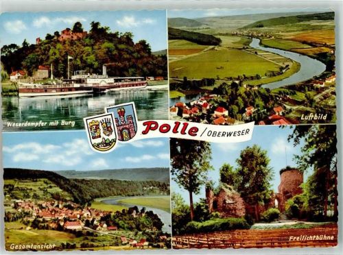 Polle Weserdampfer Burg Fliegeraufnahme Freilichtbühne Wappen Raddampfer Oberweser