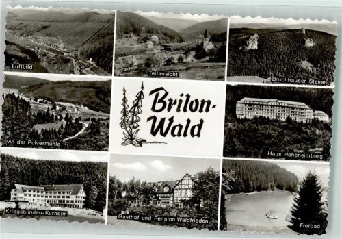 59929 W5790 Brilon-Wald Foto AK Gasthaus Pension Waldfrieden Haus Hoheneimberg Kurheim