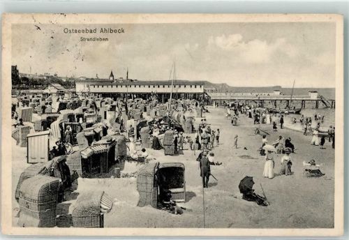 Ahlbeck 1913 Strandleben mit Seebrücke