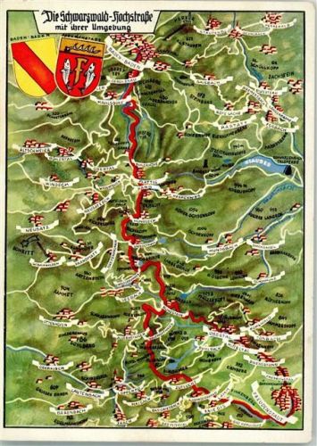 Ruhestein Landkarte der Schwarzwald-Hochstraße mit Umgebung