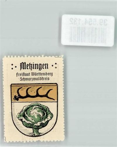 Metzingen Vignette Freistaat Württemberg Schwarzwaldkreis Wappen