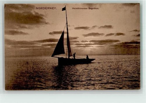 Norderney Heimfahrendes Segelboot im Sonnenuntergang Louis Glaser 17869