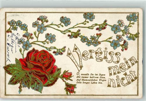 1910 Prägedruck Rosen Spruch