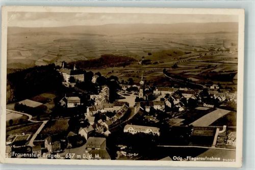 Frauenstein 1941 Fliegeraufnahme von Frauenstein mit Stadtkirche und Schloss