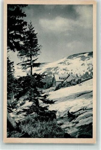 Kunnersdorf Malinnik 1926 Foto AK Gasthaus Baude Winter Ort lt. Verlag