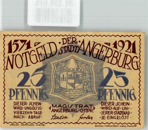 Angerburg Notgeld 25 Pfennig