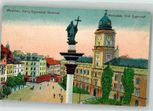 Warschau 1915 König Sigismund Denkmal sign. M.K. Feldpost WK I Nr. 191