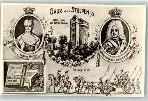 Stolpen Gräfin Kosel König F. August Schloss Festzug 1705 Repro