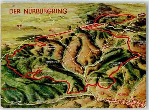 Nürburg Vogelschau Nürburgring Renn u. Touristenstrecke