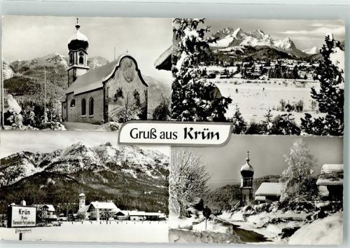 Krün Kirche Winter Schnee Berge
