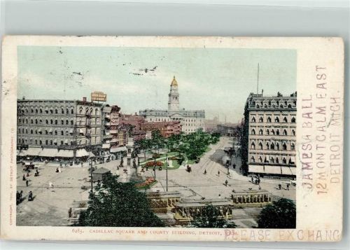 Detroit 1904 Straßenbahn Cadillyc Square