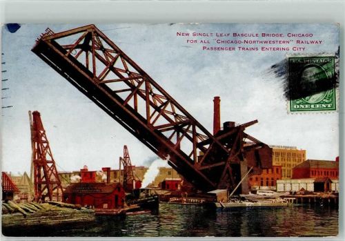 Chicago 1910 Hafen Eisenbahn- Brücke