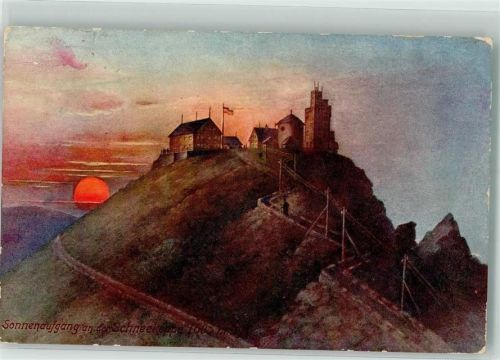 Schneekoppe 1912 Hotel Wetterstation Kapelle Sonnenaufgang