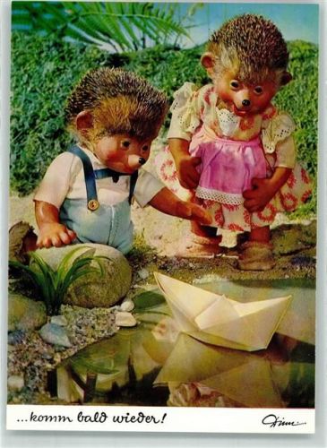 ...komm bald wieder Igelkinder lassen Papierschiff fahren Diehl-Film Nr.350