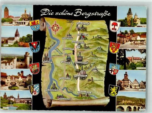 Heppenheim Landkarte Bergstrasse Wappen