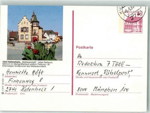 Heitersheim Rathaus Ganzsache