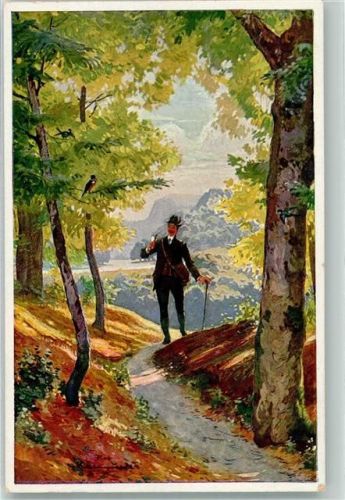 Ich ging durch einen grasgrünen Wald Da hört ich die Vöglein singen Wohlfahrtskarte des Deutschen Kriegerbundes im Kyffhäuser-Verlag