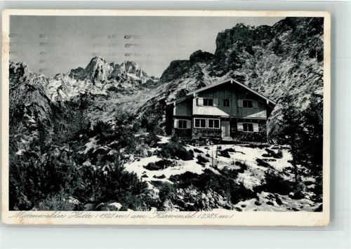 Mittenwalder Hütte 1932 am Karwendel Verlag A. Irl Hüttenstempel