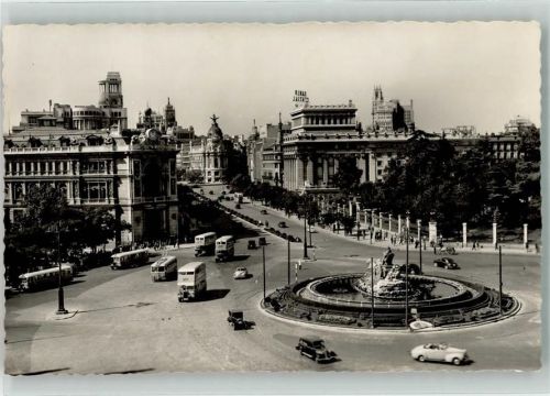 Madrid 1951 Omnibus Auto Oldtimer Alcala street