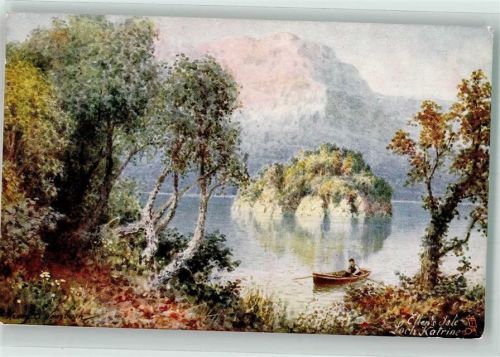 Glasgow sign. Tuck und Sons Aquarette Postcard 6273 Scottland Loch katrine