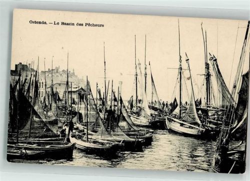 Ostende 1917 Hafen Fischerboote