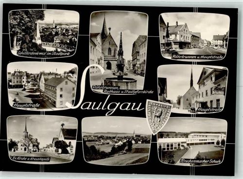 Saulgau Schiller Denkmal Hauptstrasse Ev. Kirche Hotel Post Rathaus