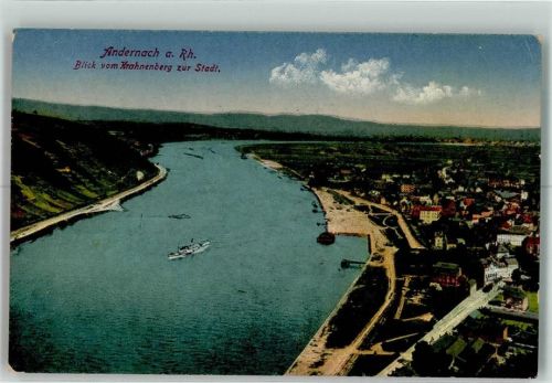 Andernach Blick vom Krahnenberg zur Stadt Schiff
