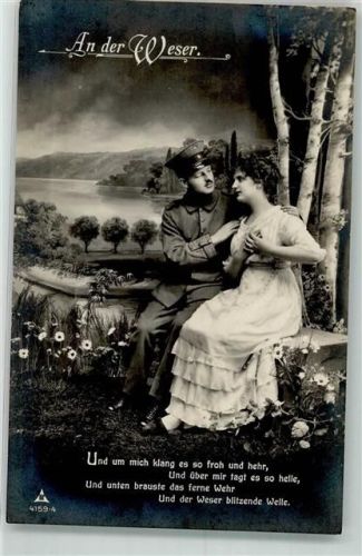 Photochemie Serie 4159/4 Soldatenliebe an der Weser Liebespaar Studiokulissen